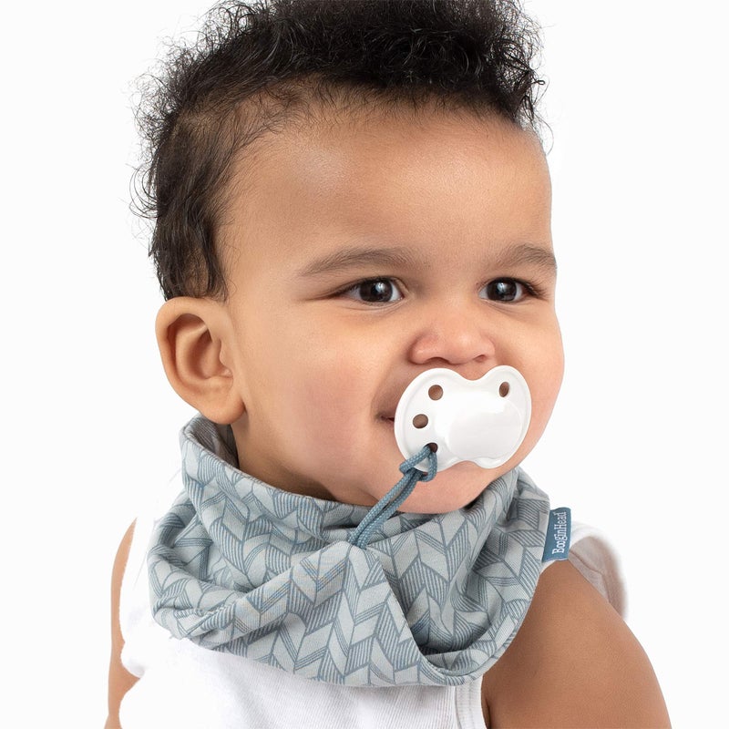 BooginHead by Infantino Cotton Baby Drool Bibs, Teething Bib and Pacifier Holder Bib, Blue Arrows - Image 2
